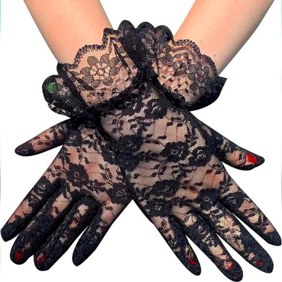 Source Unknown Accessories - NEW! Vintage Black Lace Gloves OS
